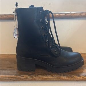Vegan Black Lace-Up Ankle Boots